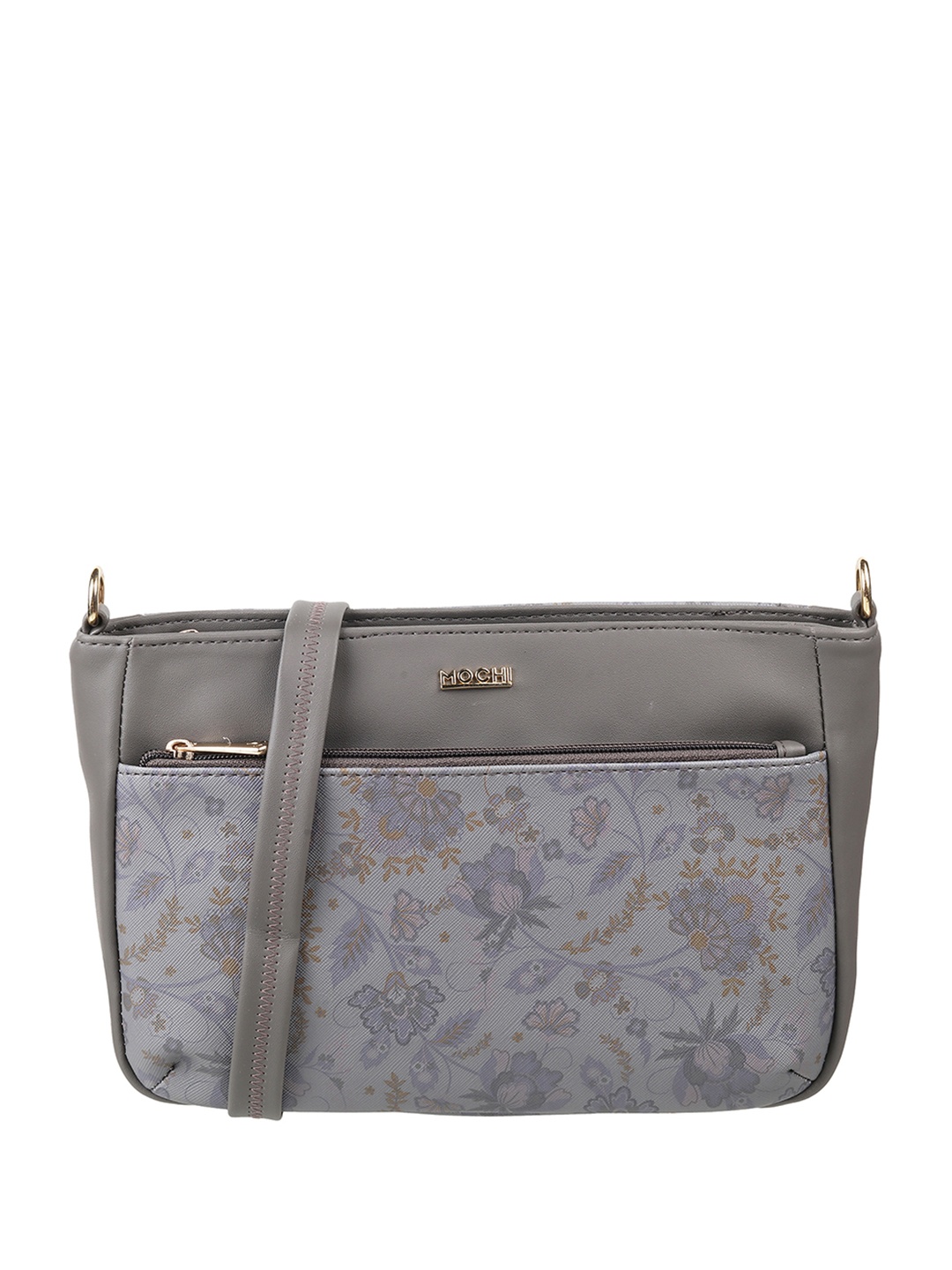 

Mochi Grey Floral Printed Structured Sling Bag