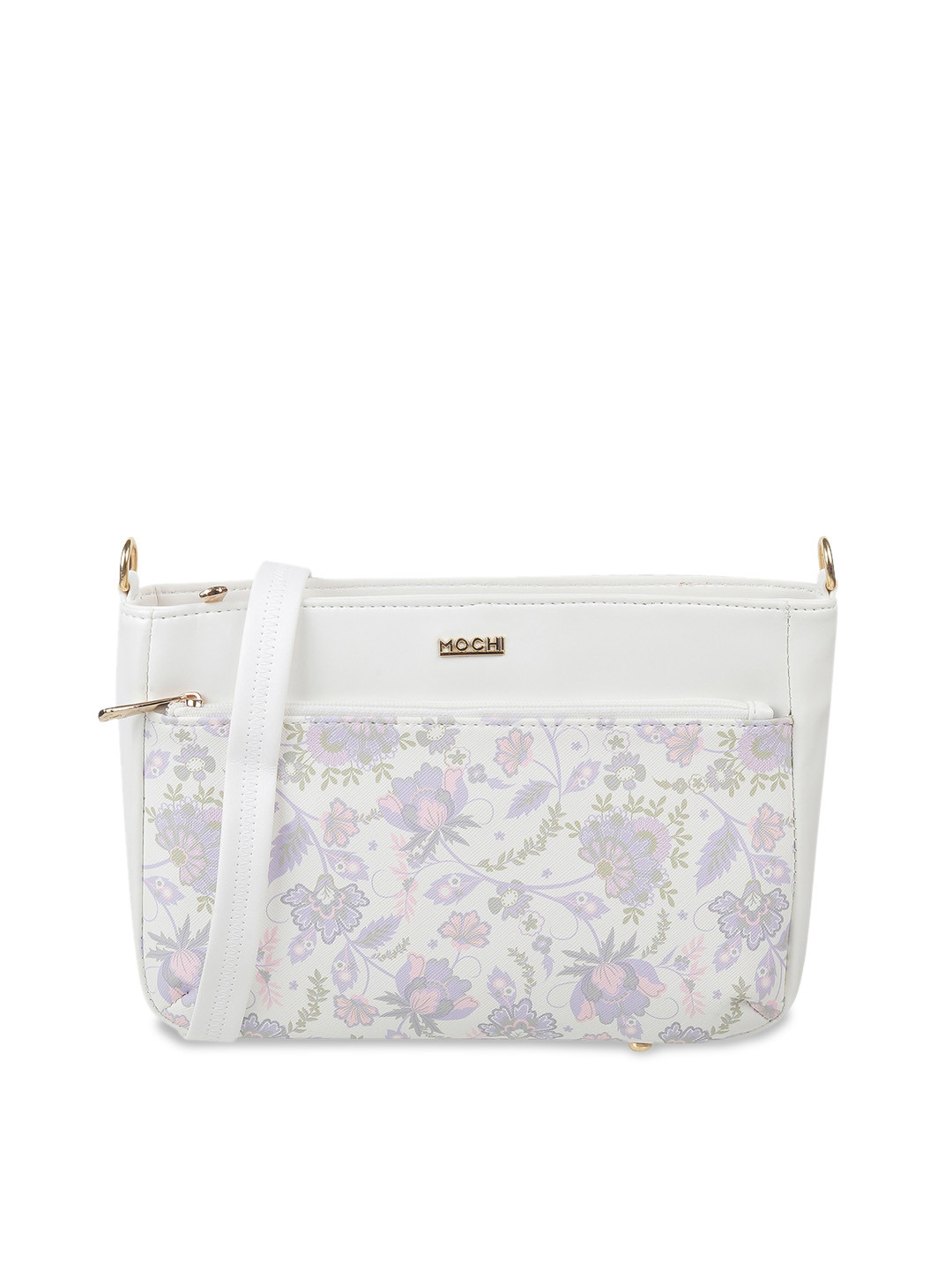 

Mochi Floral Printed Structured Sling Bag, White