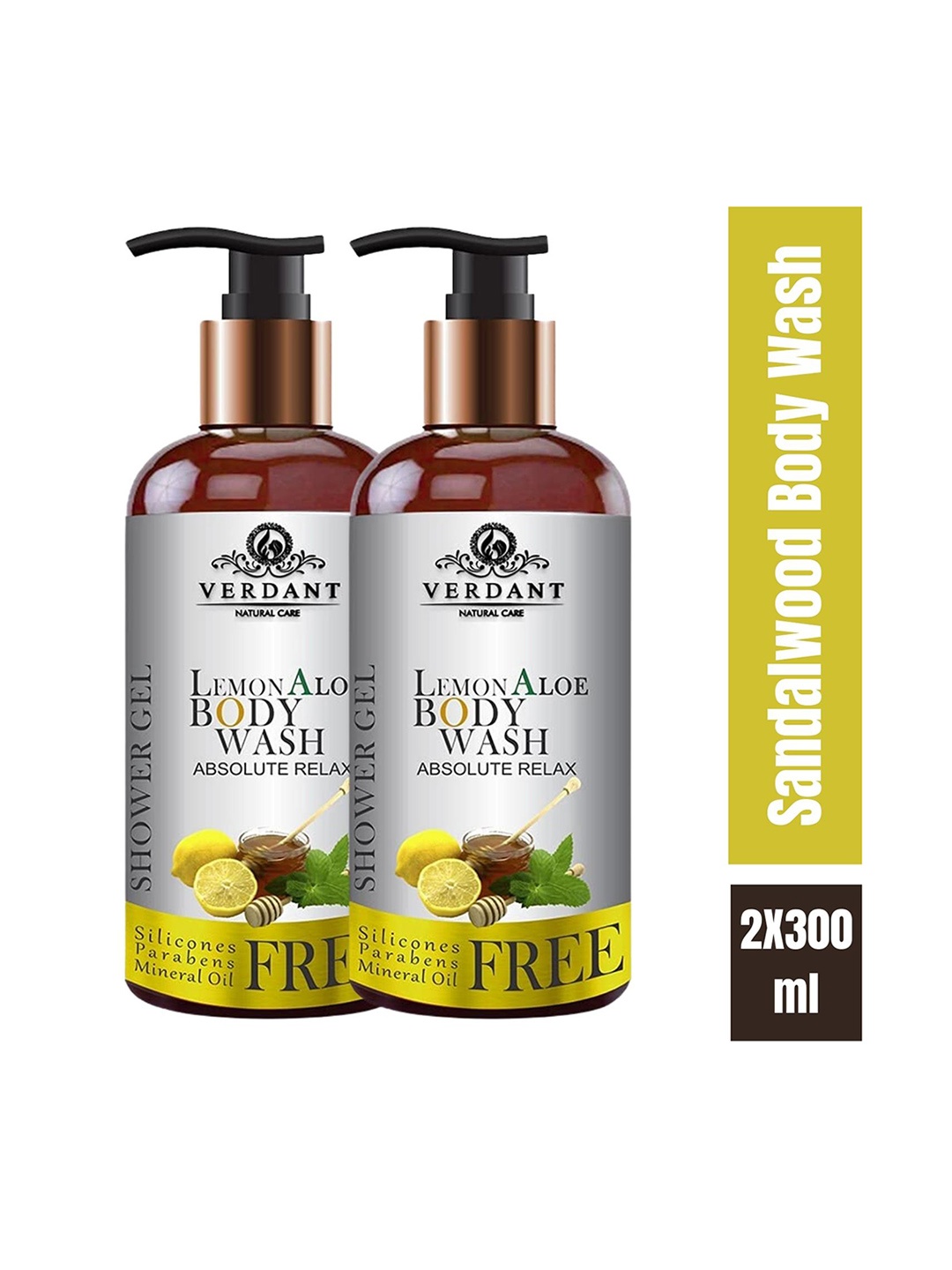 

Verdant Natural Care Set of 2 Lemon Aloe Body Wash - 600 ml, Yellow