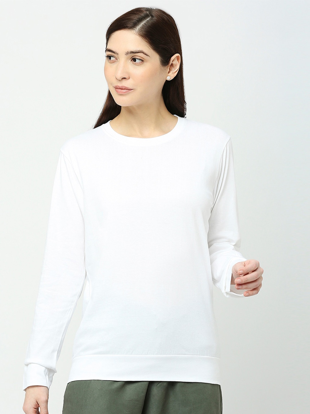 

STATUS MANTRA Round Neck Pure Cotton Casual T-Shirt, White