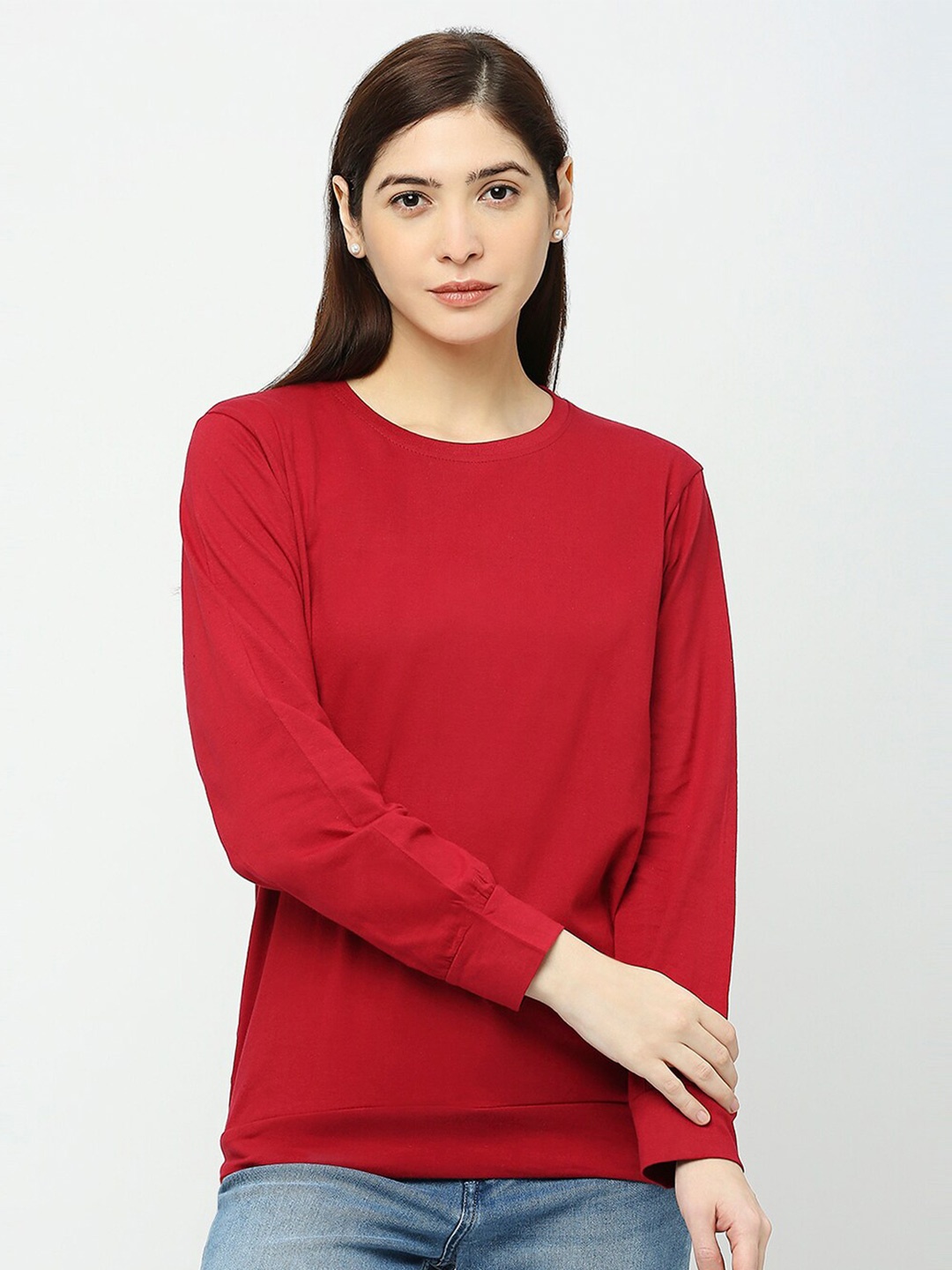 

STATUS MANTRA Round Neck Pure Cotton Casual T-Shirt, Maroon