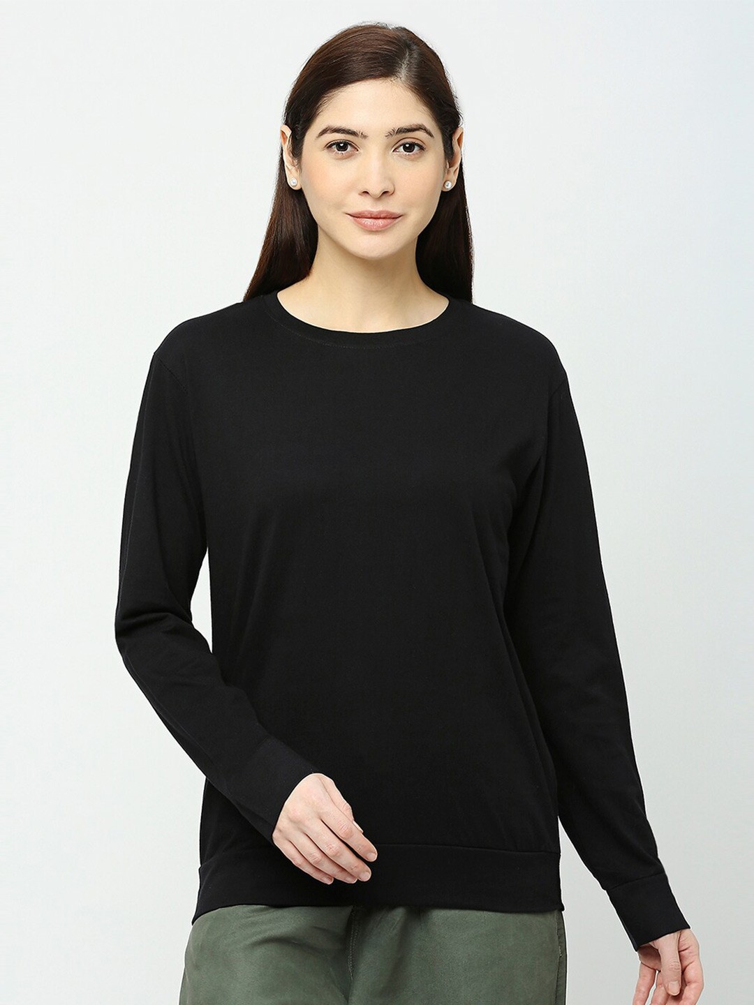 

STATUS MANTRA Round Neck Pure Cotton Casual T-Shirt, Black