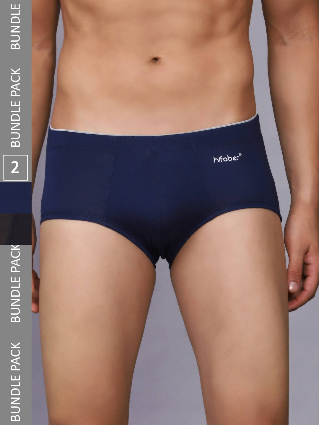 

Hifaber Men Pack Of 2 Mid-Rise Hipster Briefs H0662 + H0663_S, Black