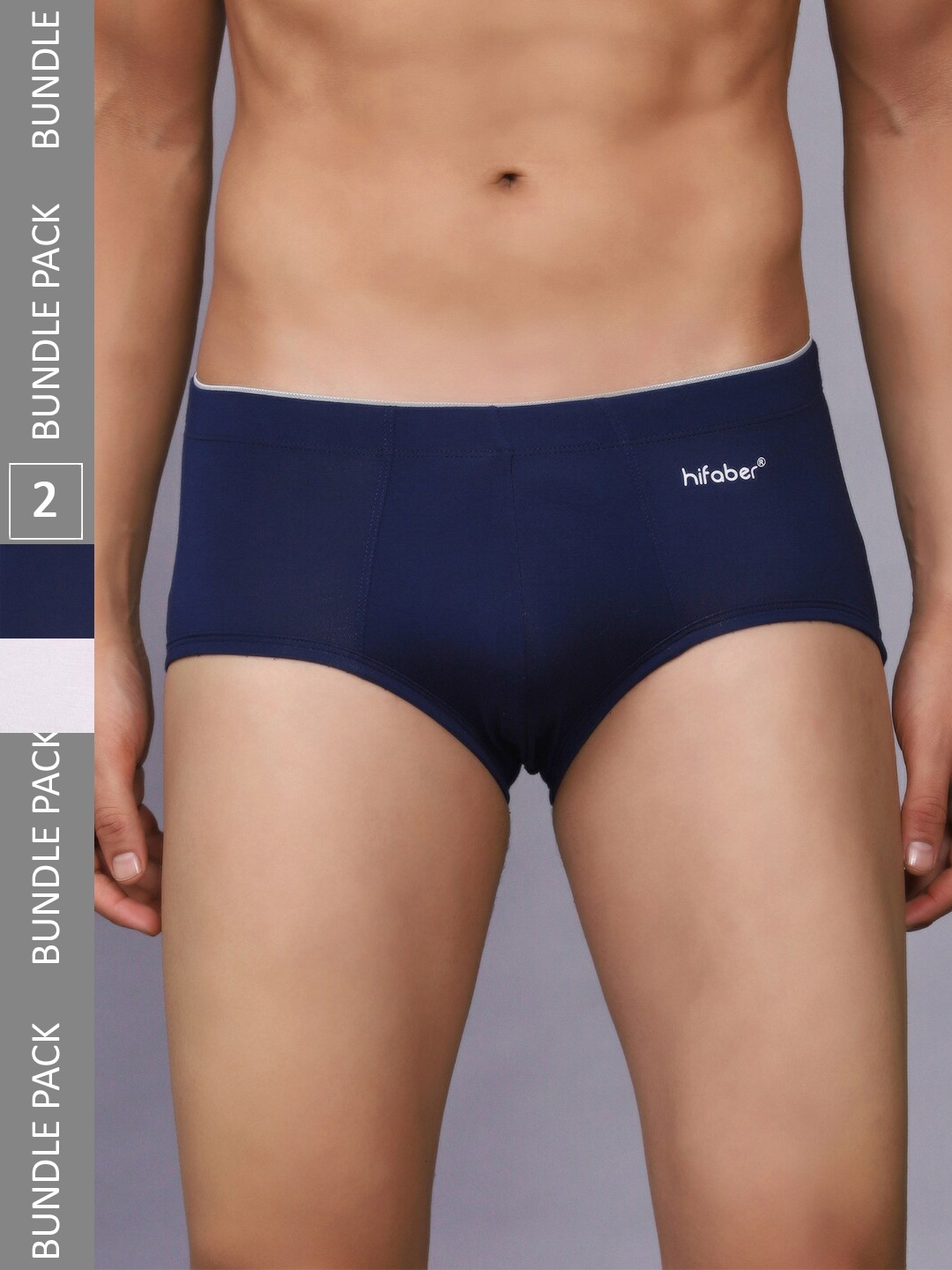 

Hifaber Men Pack Of 2 Mid-Rise Hipster Briefs H0665 + H0663_S, White