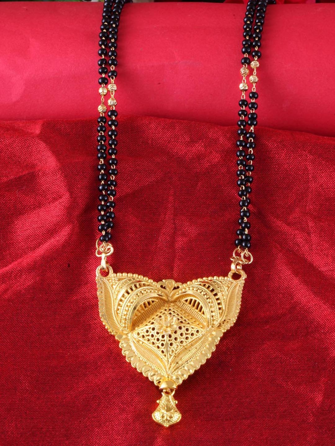 

MEENAZ Gold-Plated & Beaded Long Chain Mangalsutra