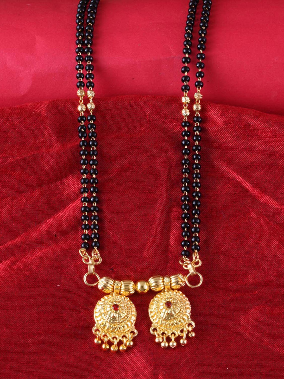 

MEENAZ Gold-Plated & Beaded Long Chain Wati Mangalsutra
