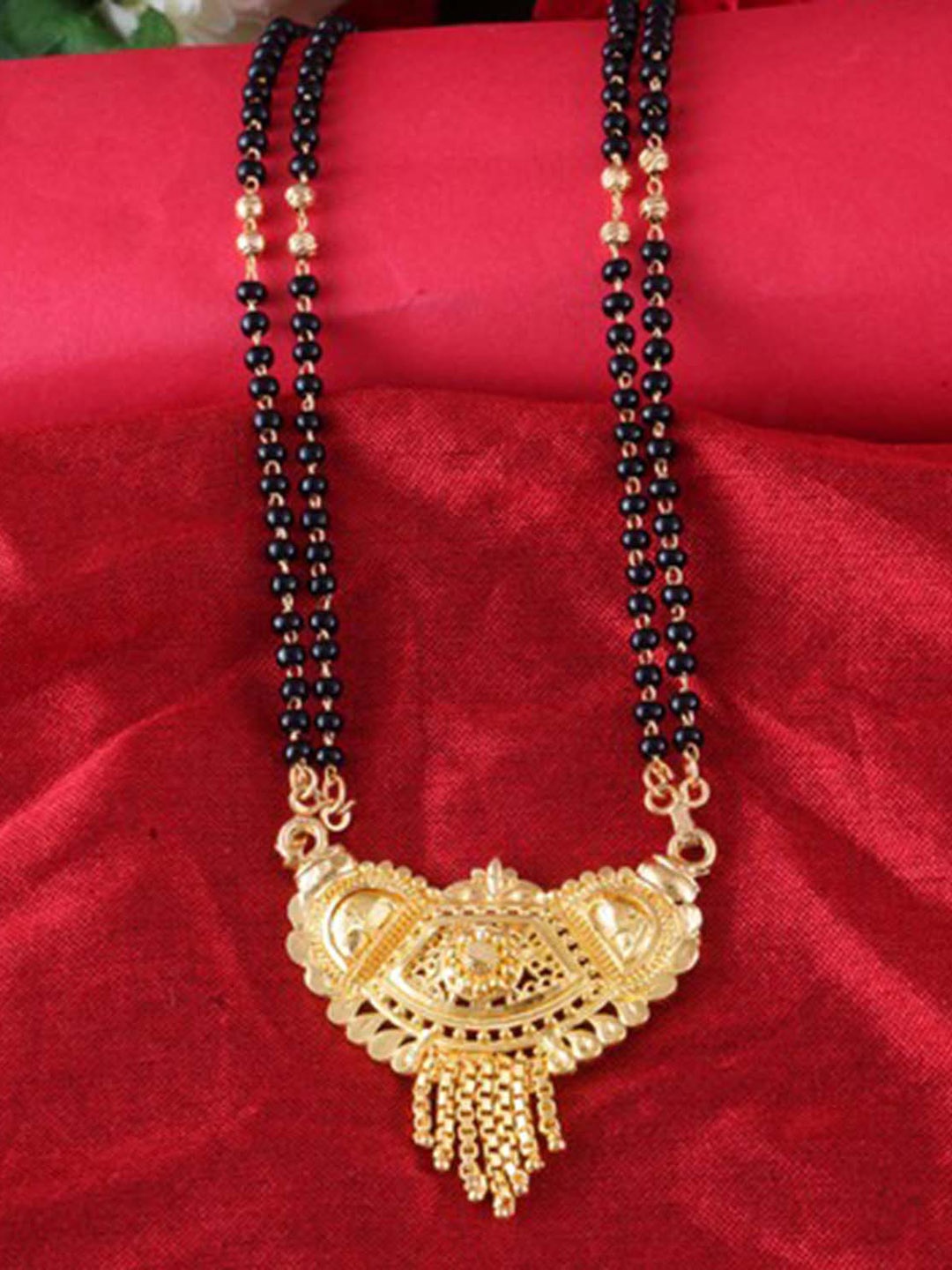 

MEENAZ Gold-Plated & Beaded Long Chain Mangalsutra