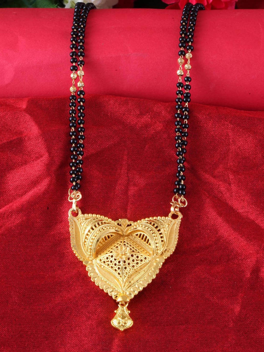 

MEENAZ Gold-Plated & Beaded Long Chain Mangalsutra