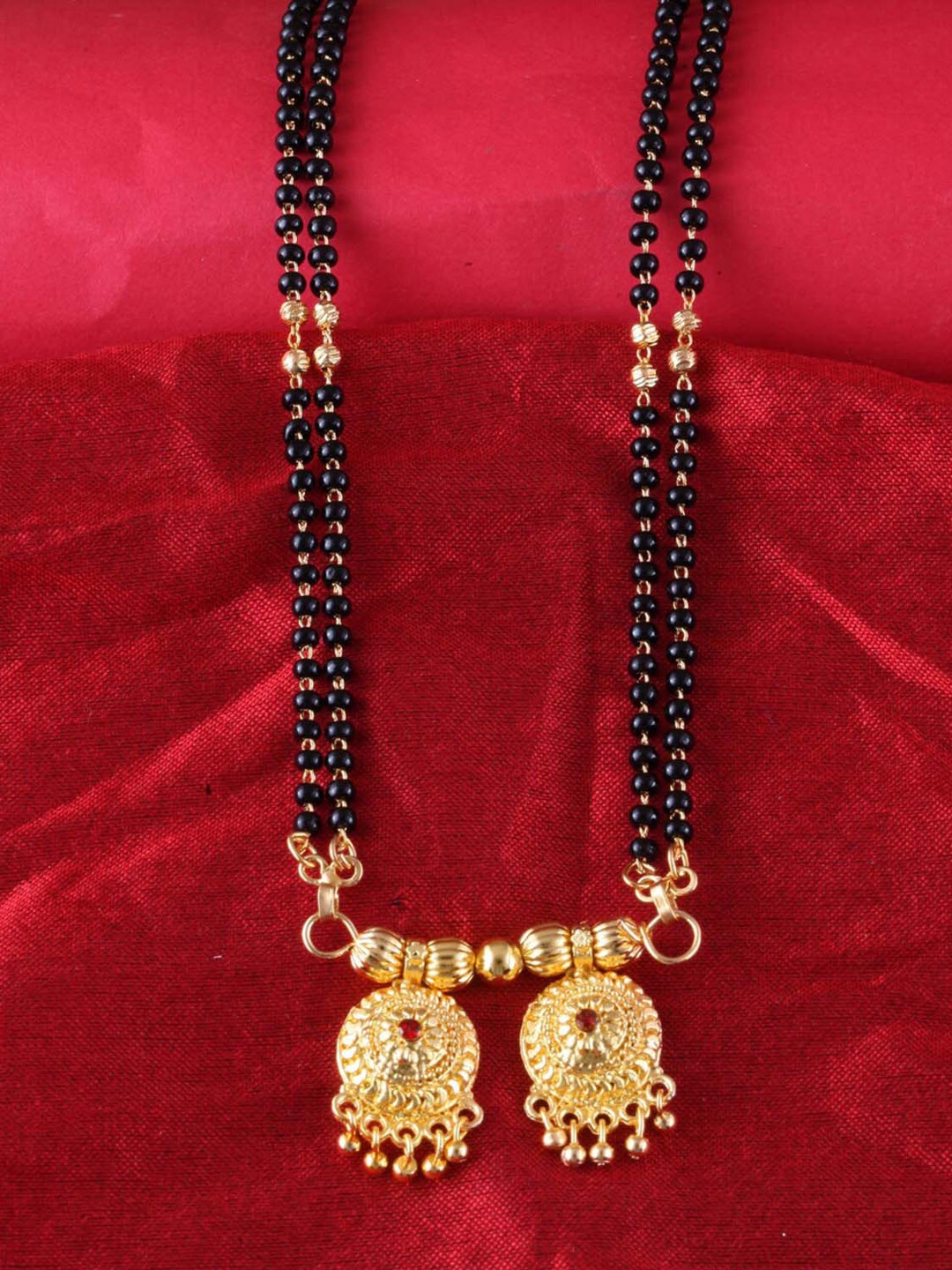 

MEENAZ Gold-Plated & Beaded Long Chain Wati Mangalsutra