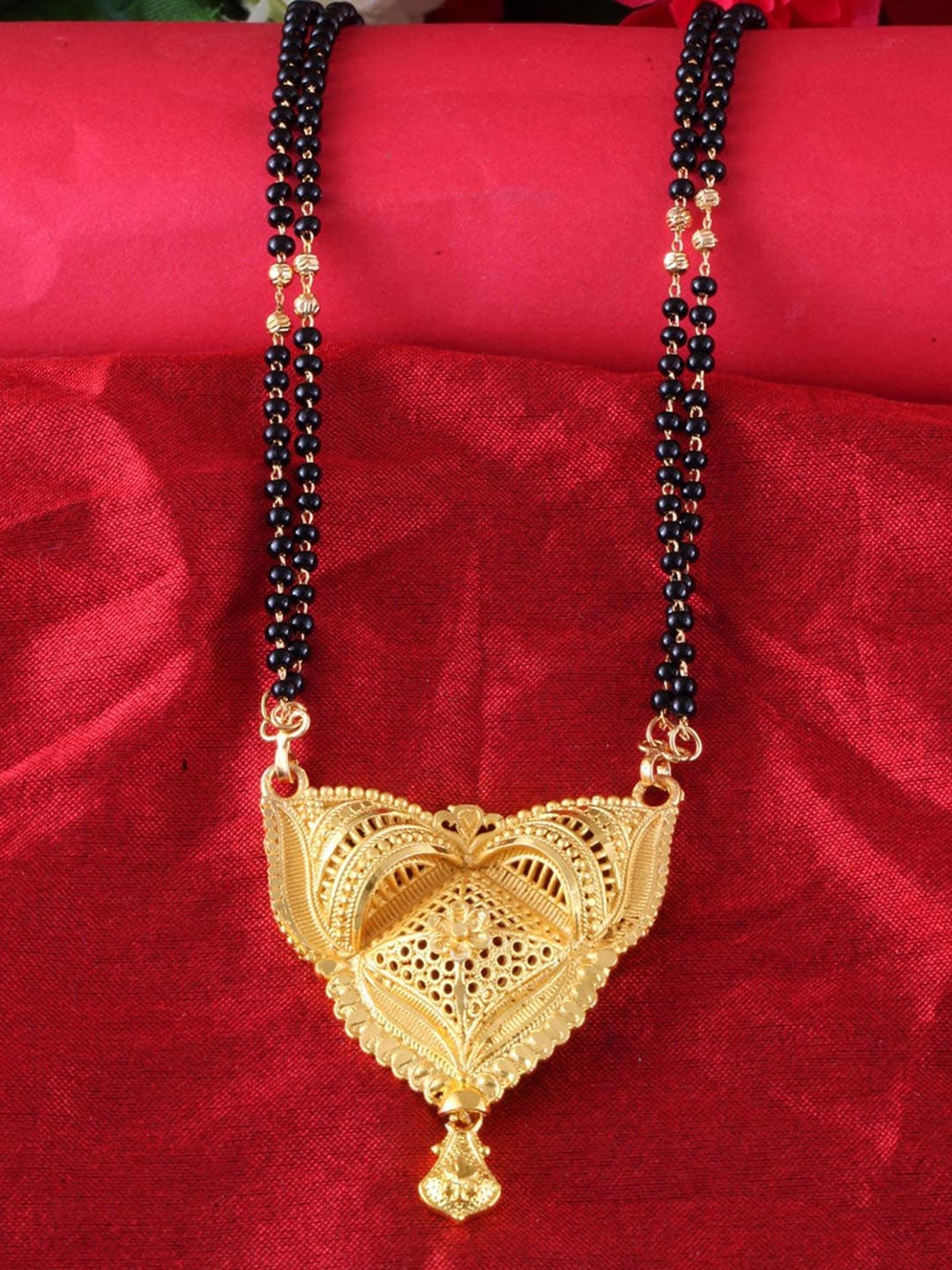 MEENAZ Gold Plated Beaded Long Mangalsutra