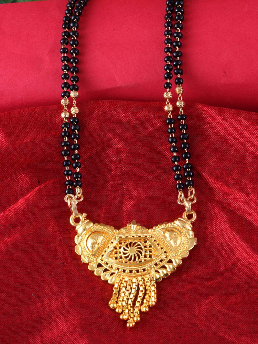 

MEENAZ Gold-Plated & Beaded Long Chain Mangalsutra