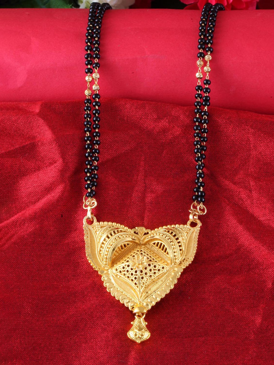 

MEENAZ Gold-Plated Beaded Mangalsutra