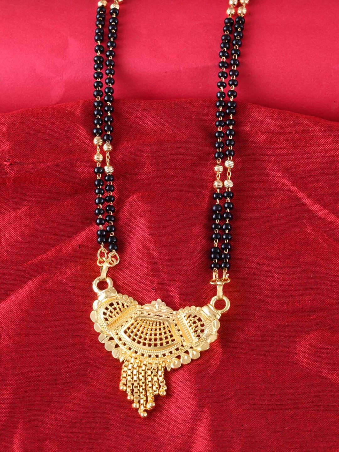 

MEENAZ Gold-Plated Beaded Mangalsutra