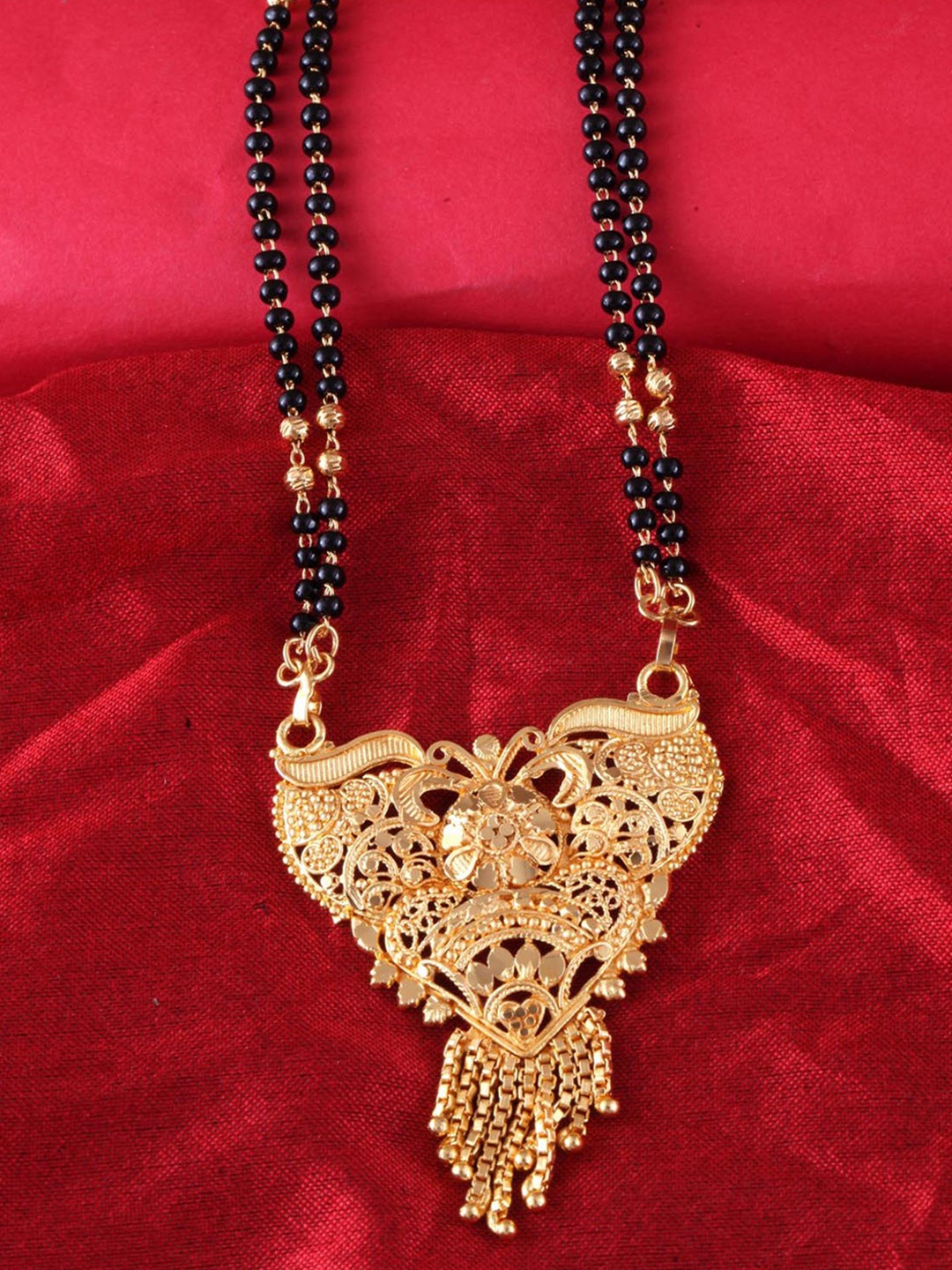 

MEENAZ Gold-Plated Beaded Mangalsutra