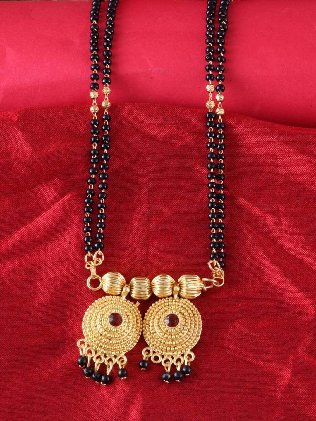 

MEENAZ Gold-Plated Stone-Studded & Beaded Mangalsutra