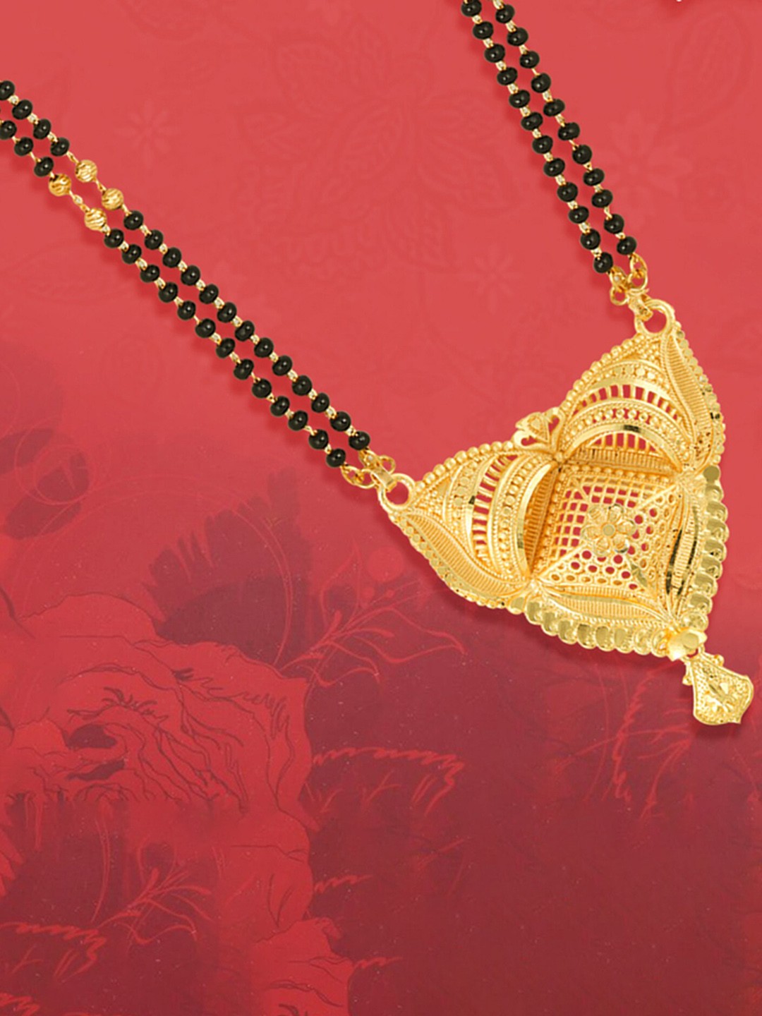 

MEENAZ Gold-Plated Beaded Mangalsutra