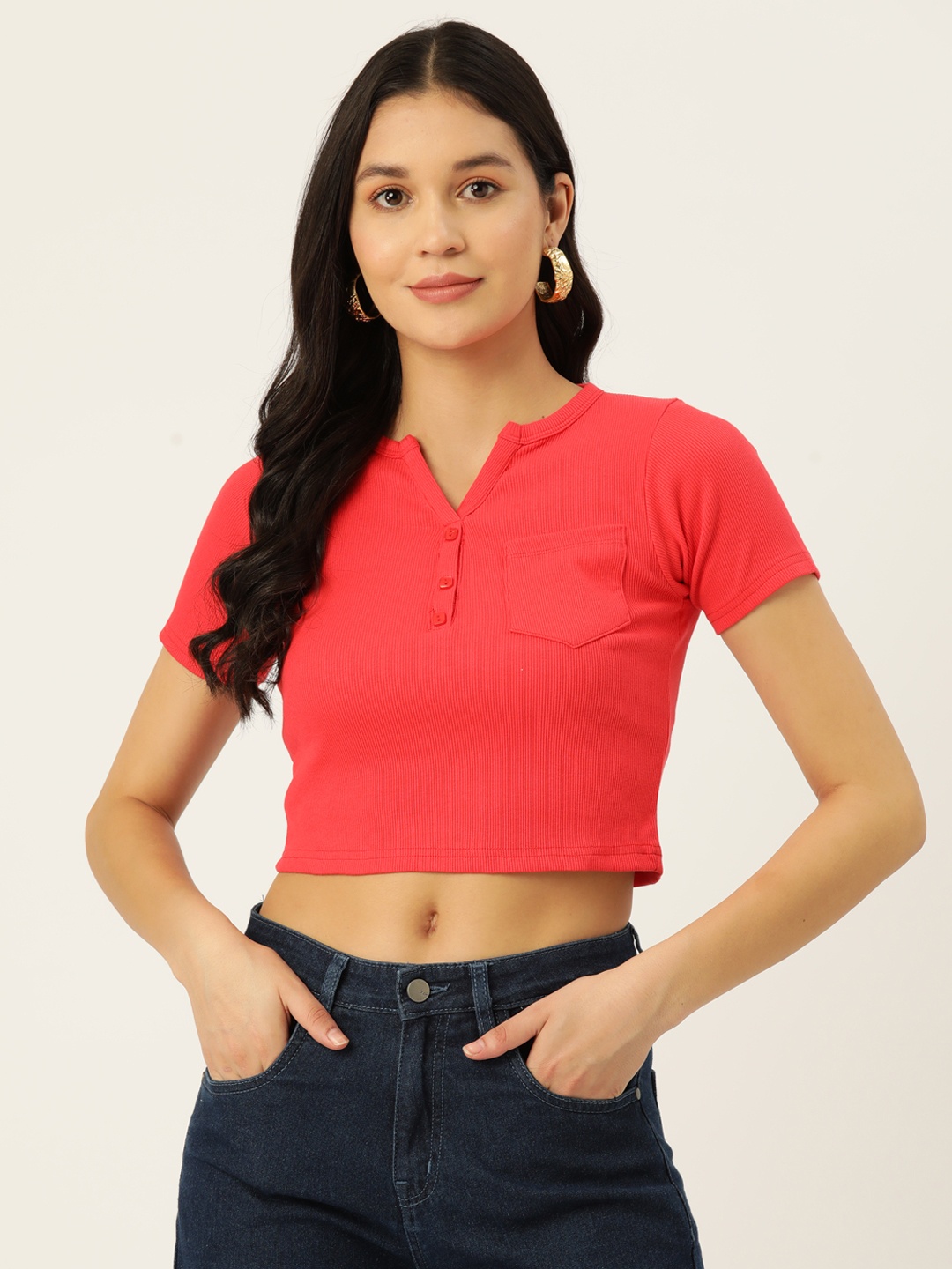 

Malachi Pure Cotton Regular Crop Top, Peach