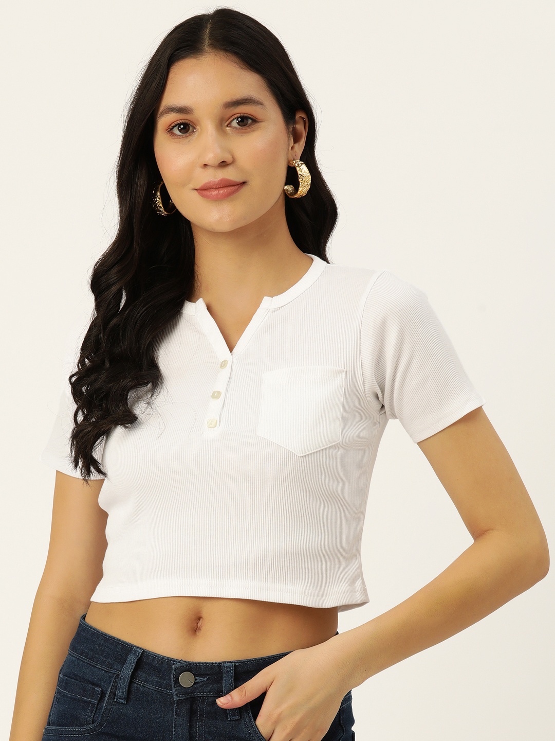 

Malachi Pure Cotton Regular Crop Top, White