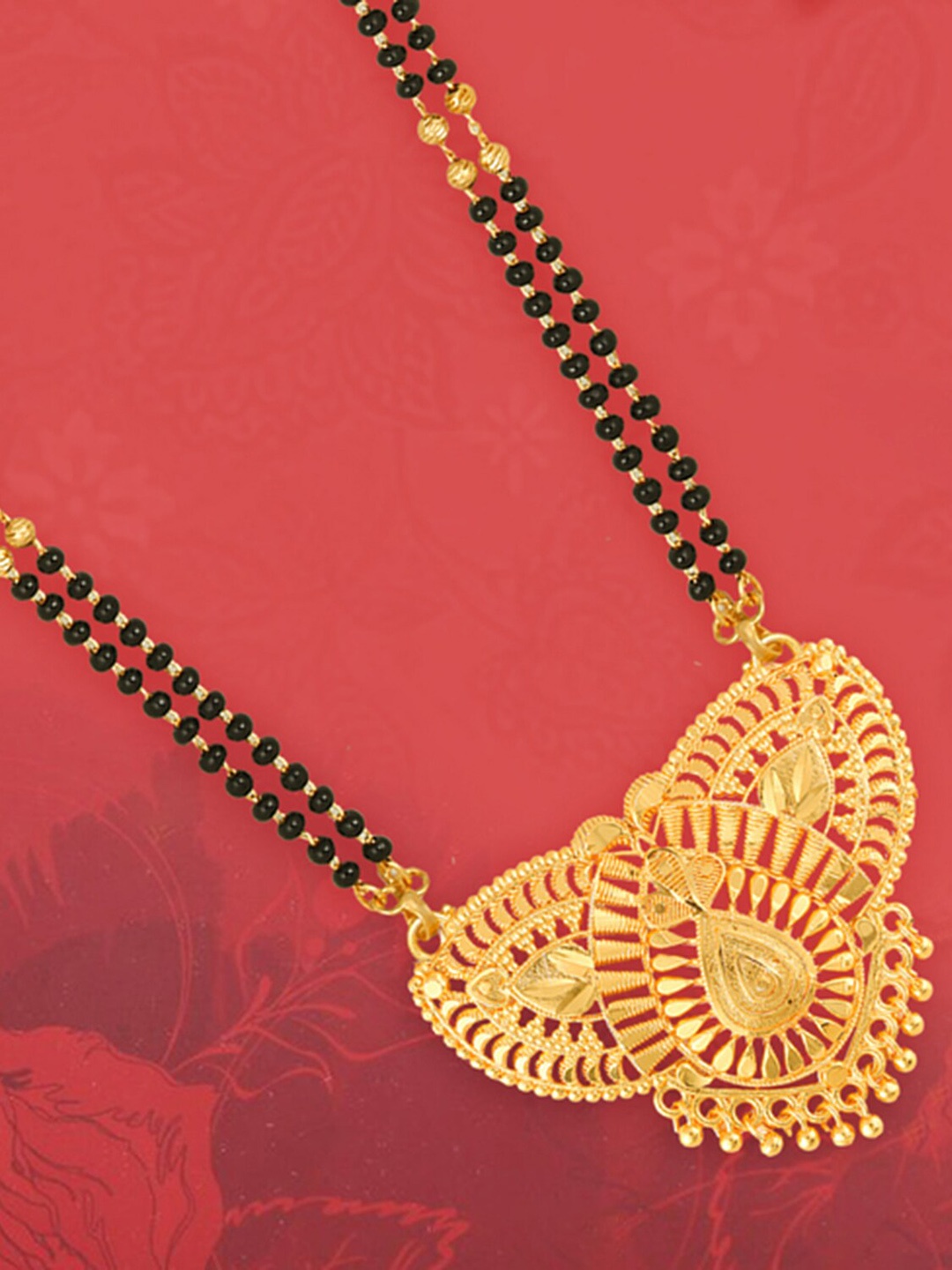 

MEENAZ Gold-Plated Beaded Mangalsutra