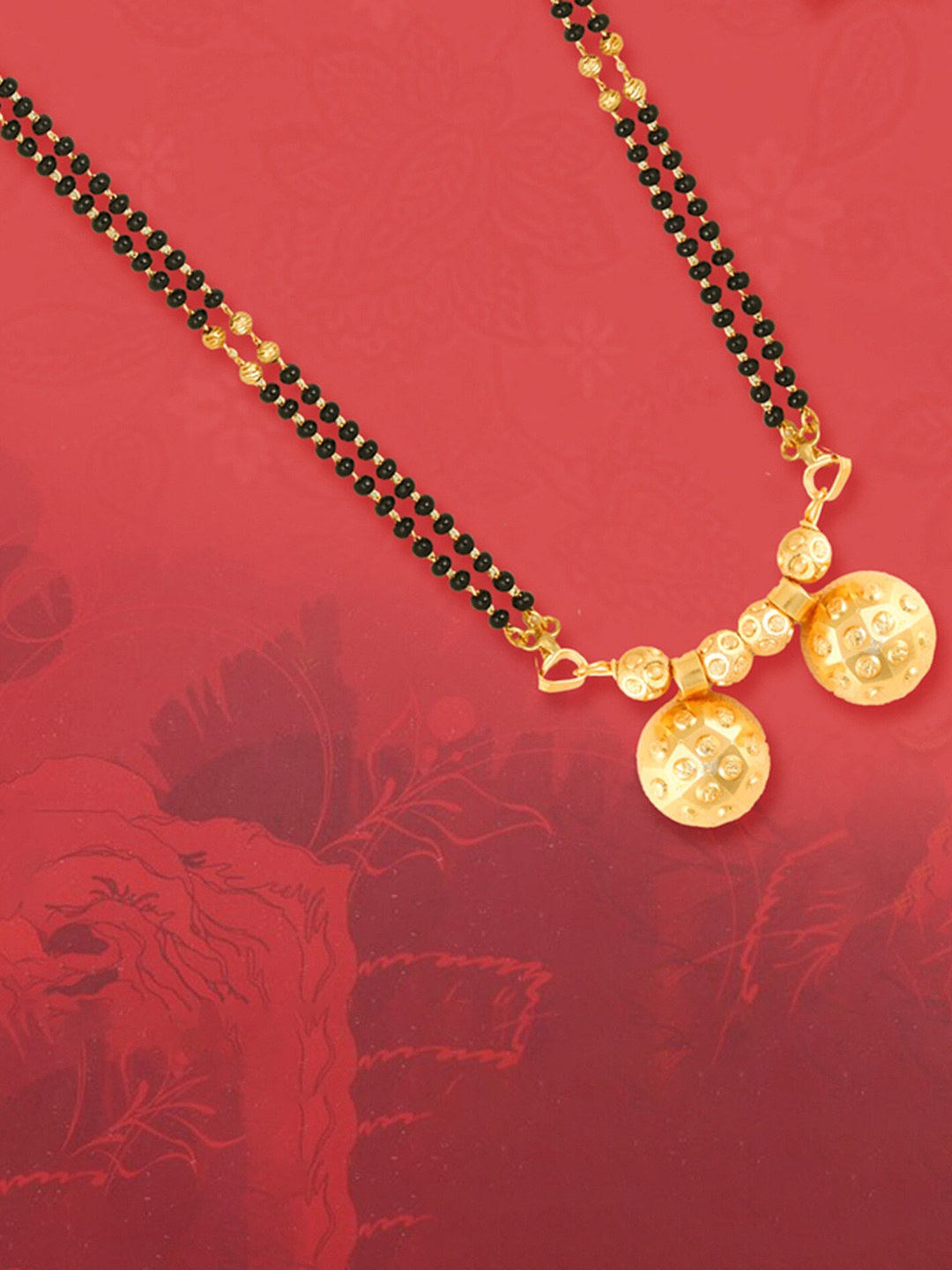 

MEENAZ Gold-Plated Beaded Mangalsutra