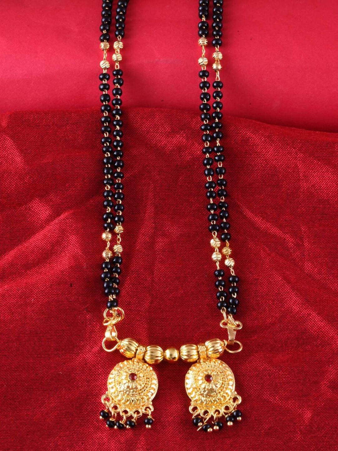 

MEENAZ Gold-Plated Beaded Mangalsutra