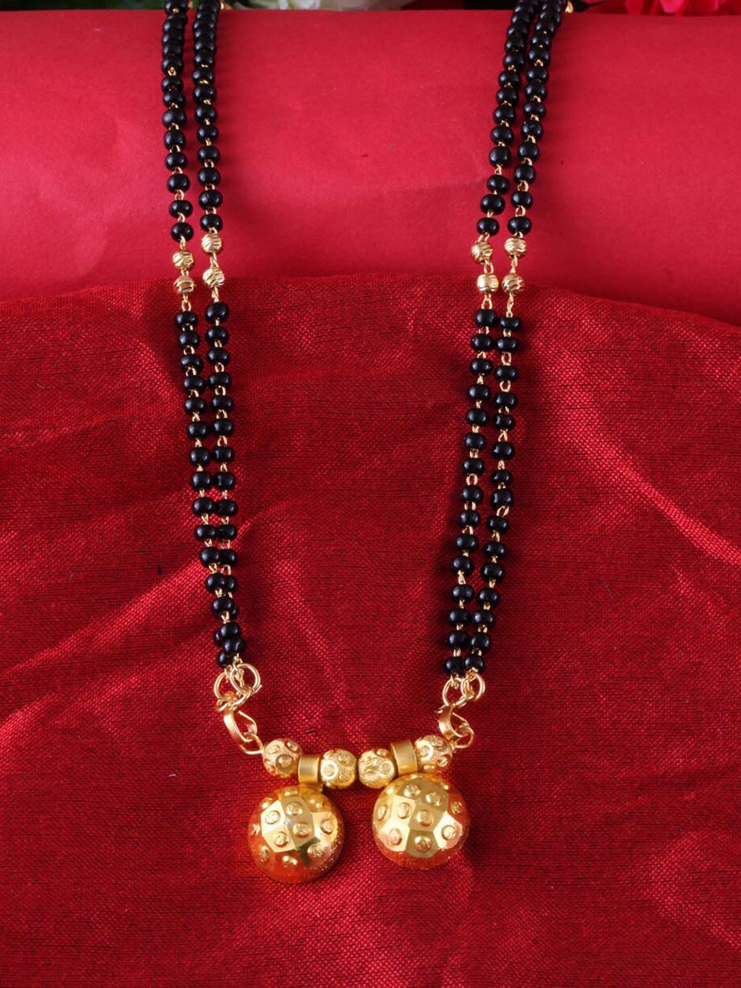 

MEENAZ Gold-Plated Beaded Mangalsutra