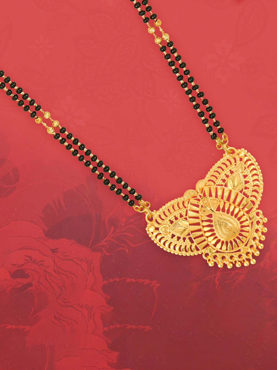 

MEENAZ Gold-Plated Beaded Mangalsutra