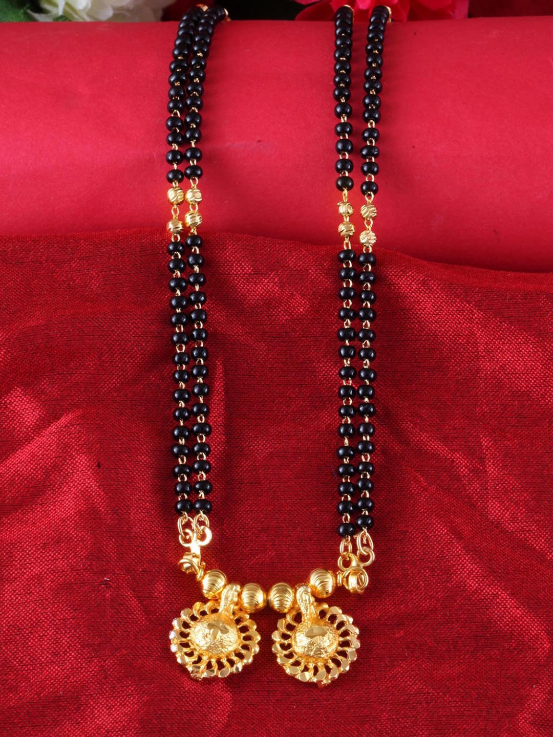 

MEENAZ Gold-Plated Beaded Mangalsutra