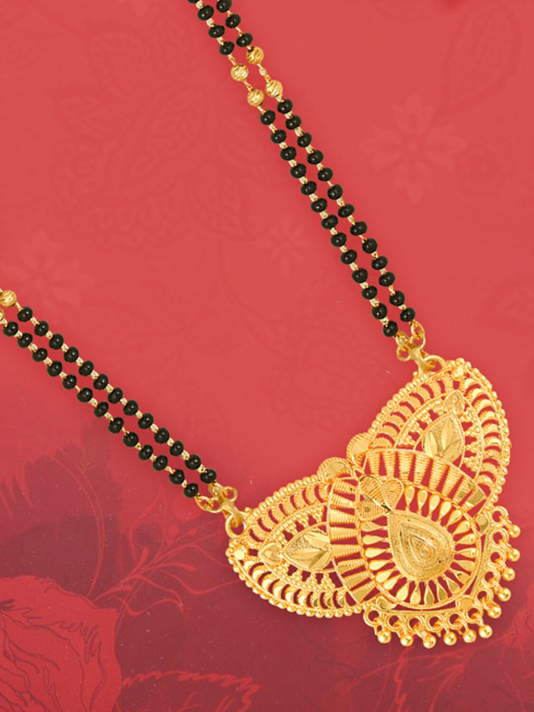 

MEENAZ Gold-Plated Beaded Mangalsutra