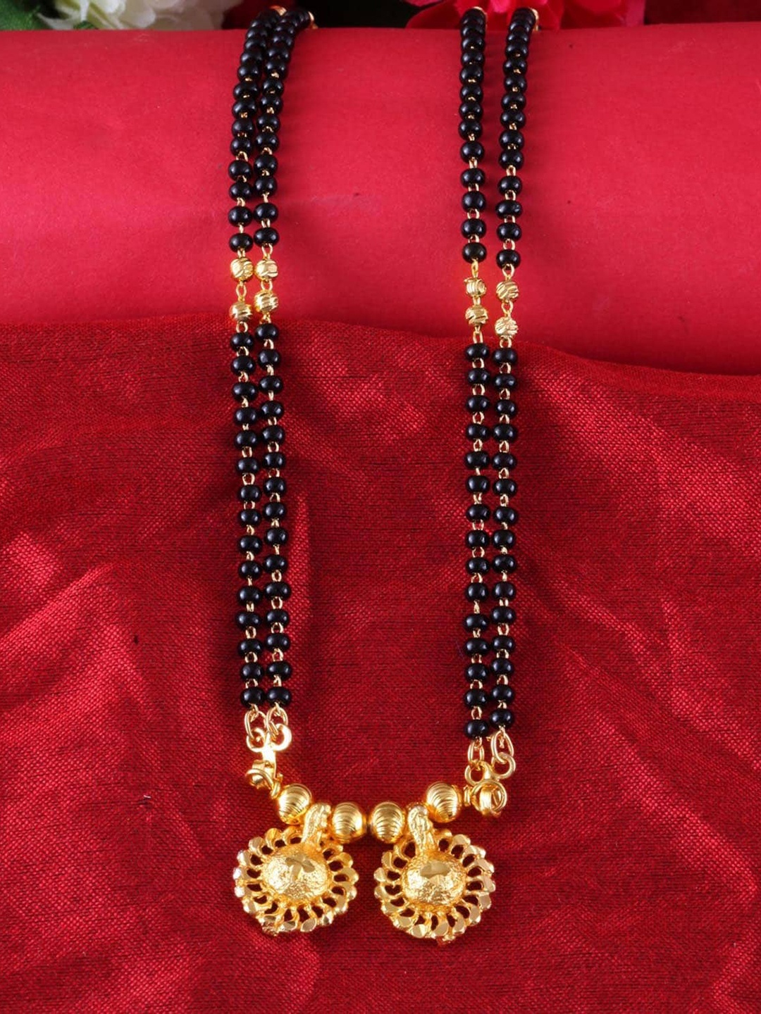 

MEENAZ Gold-Plated Beaded Mangalsutra