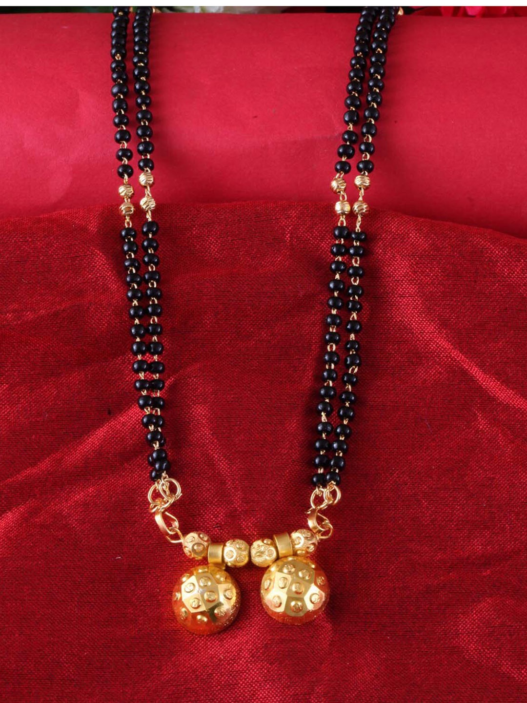 

MEENAZ Gold-Plated Beaded Mangalsutra