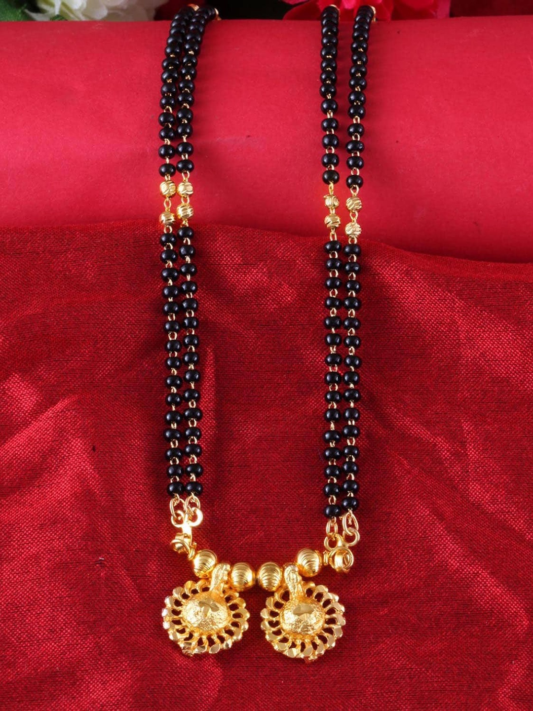 

MEENAZ Gold-Plated Beaded Mangalsutra