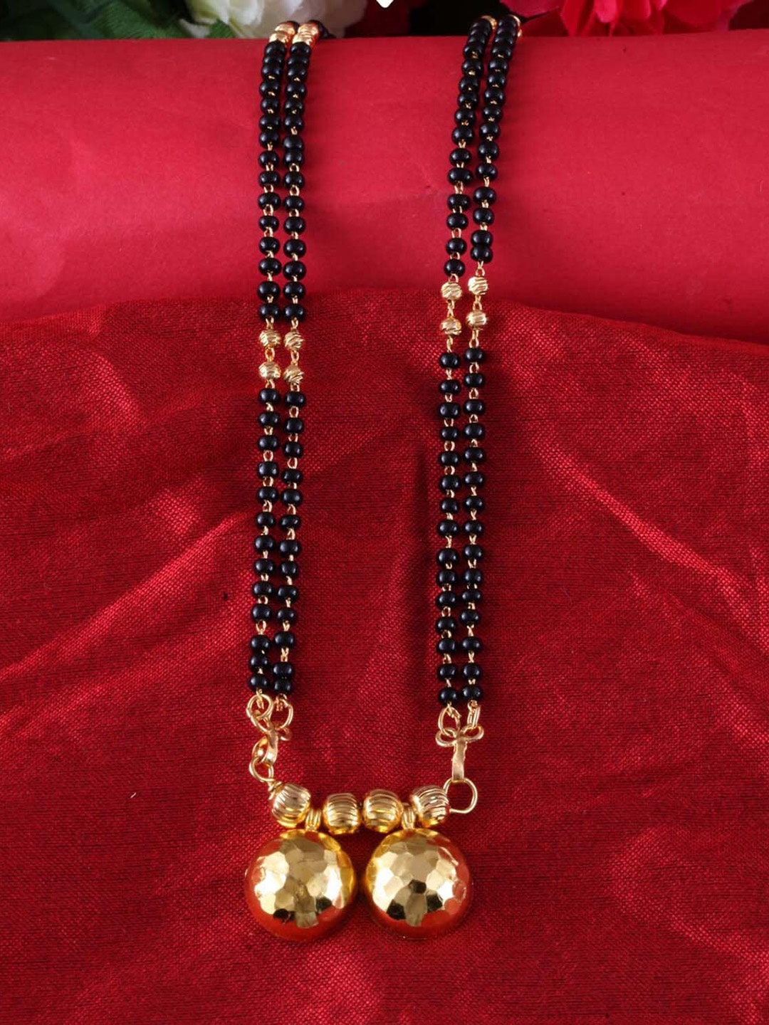 

MEENAZ Gold-Plated Beaded Mangalsutra
