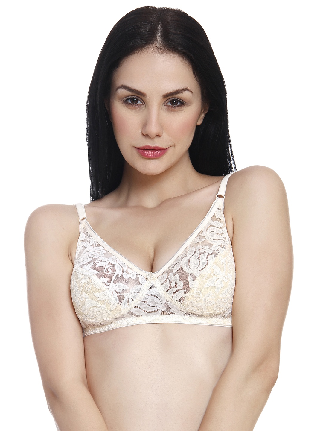 

Innocence Nude-Coloured Lace Non-Wired Non-Padded Balconette Bra BBAPLIN36469