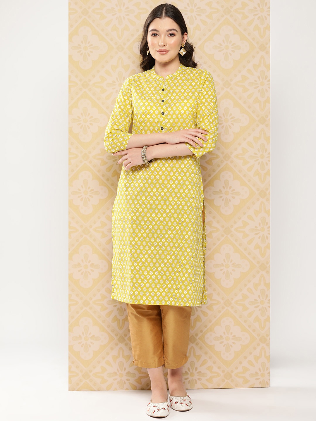 

ZOLA Floral Printed Kurta, Lime green