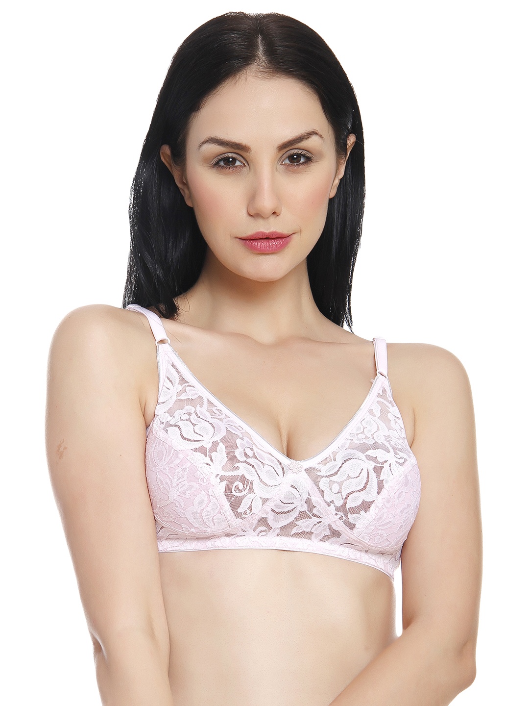 

Innocence Pink Lace Non-Wired Non-Padded Balconette Bra BBAPLIN36465