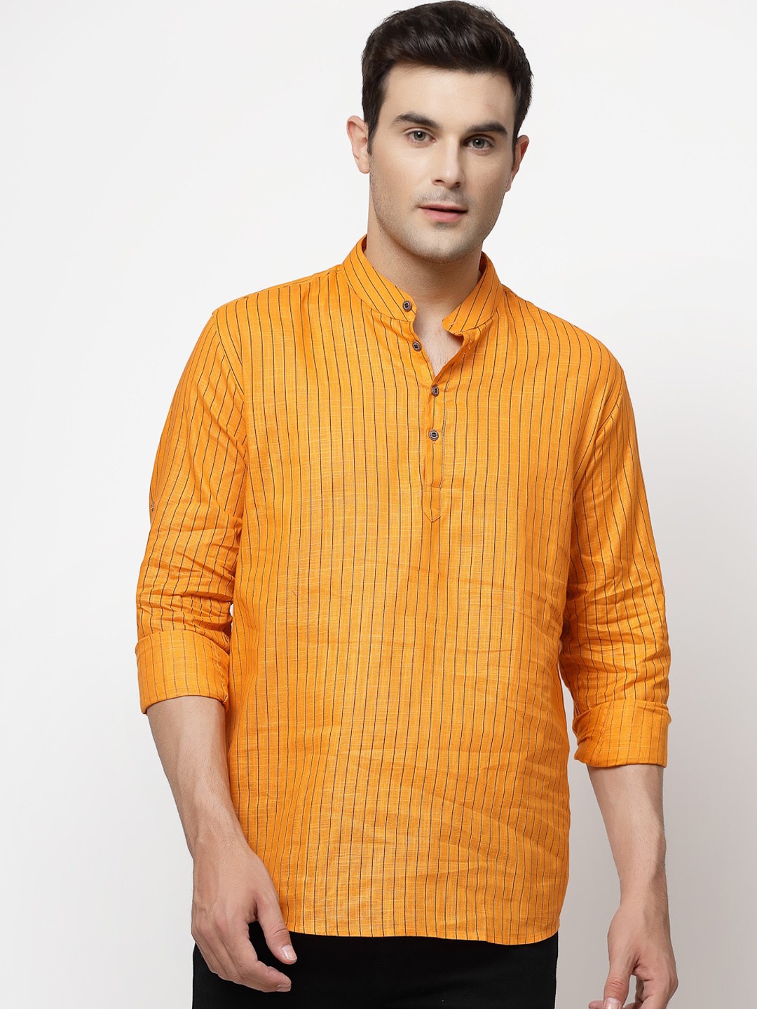

ADWYN PETER Striped Cotton Kurta, Orange