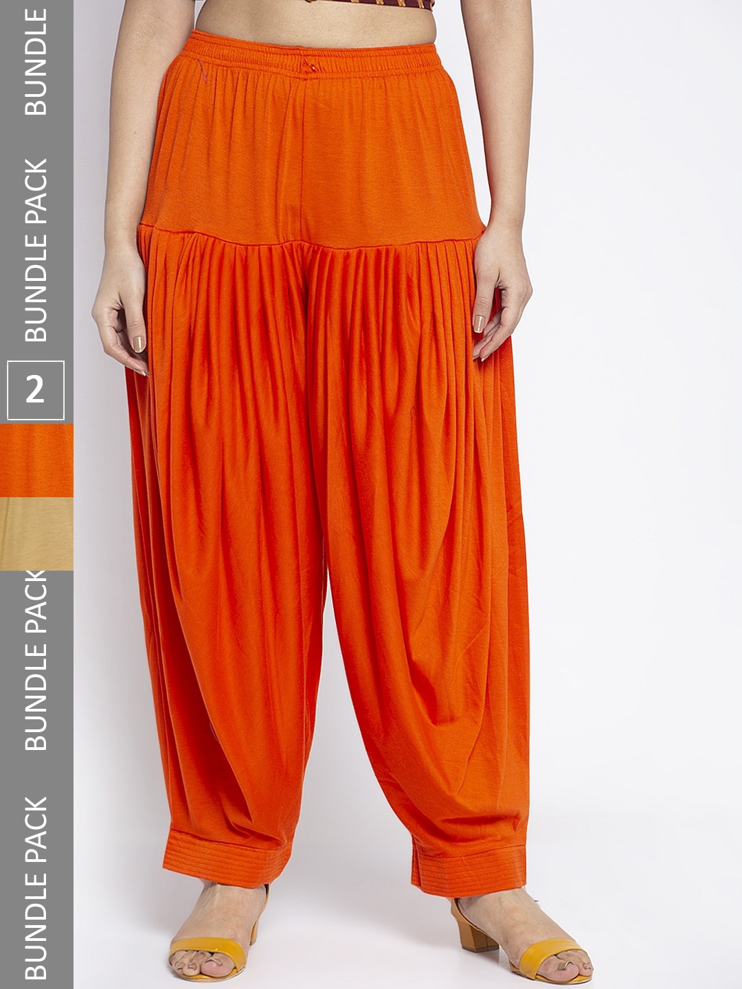 

GRACIT Women Pack of 2 Loose Fit Patiala, Orange