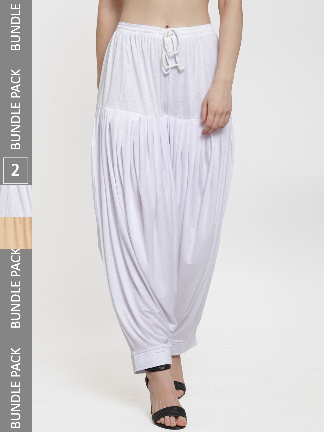 

GRACIT Pack Of 2 Loose Fit Patiyala Salwars, White