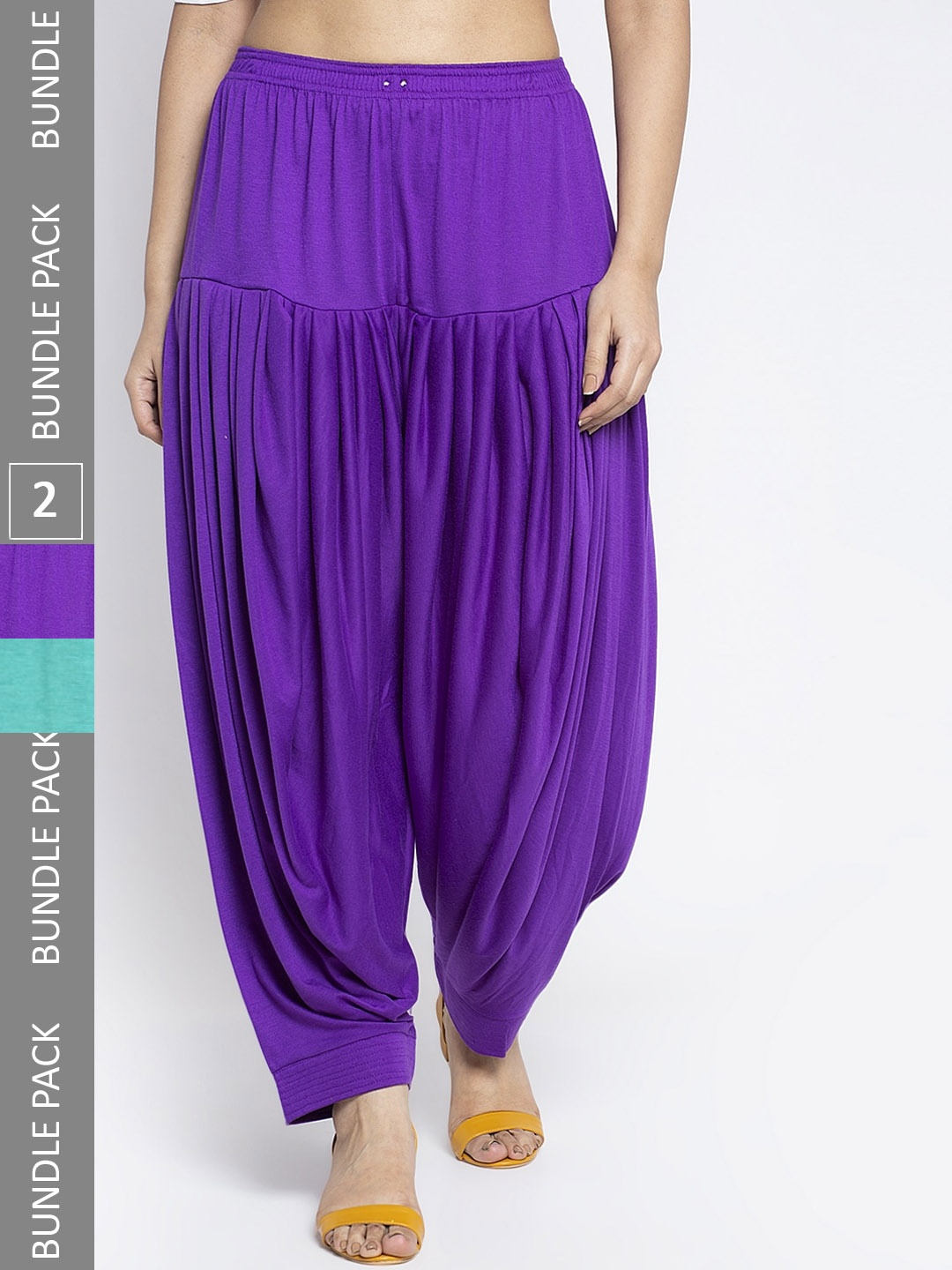 

GRACIT Women Pack of 2 Mid-Rise Patiala, Purple