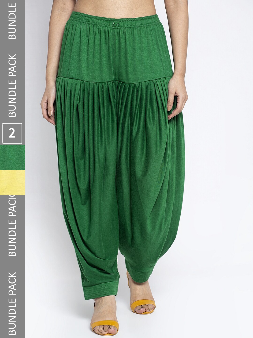 

GRACIT Women Pack of 2 Mid-Rise Lycra Patiala, Green