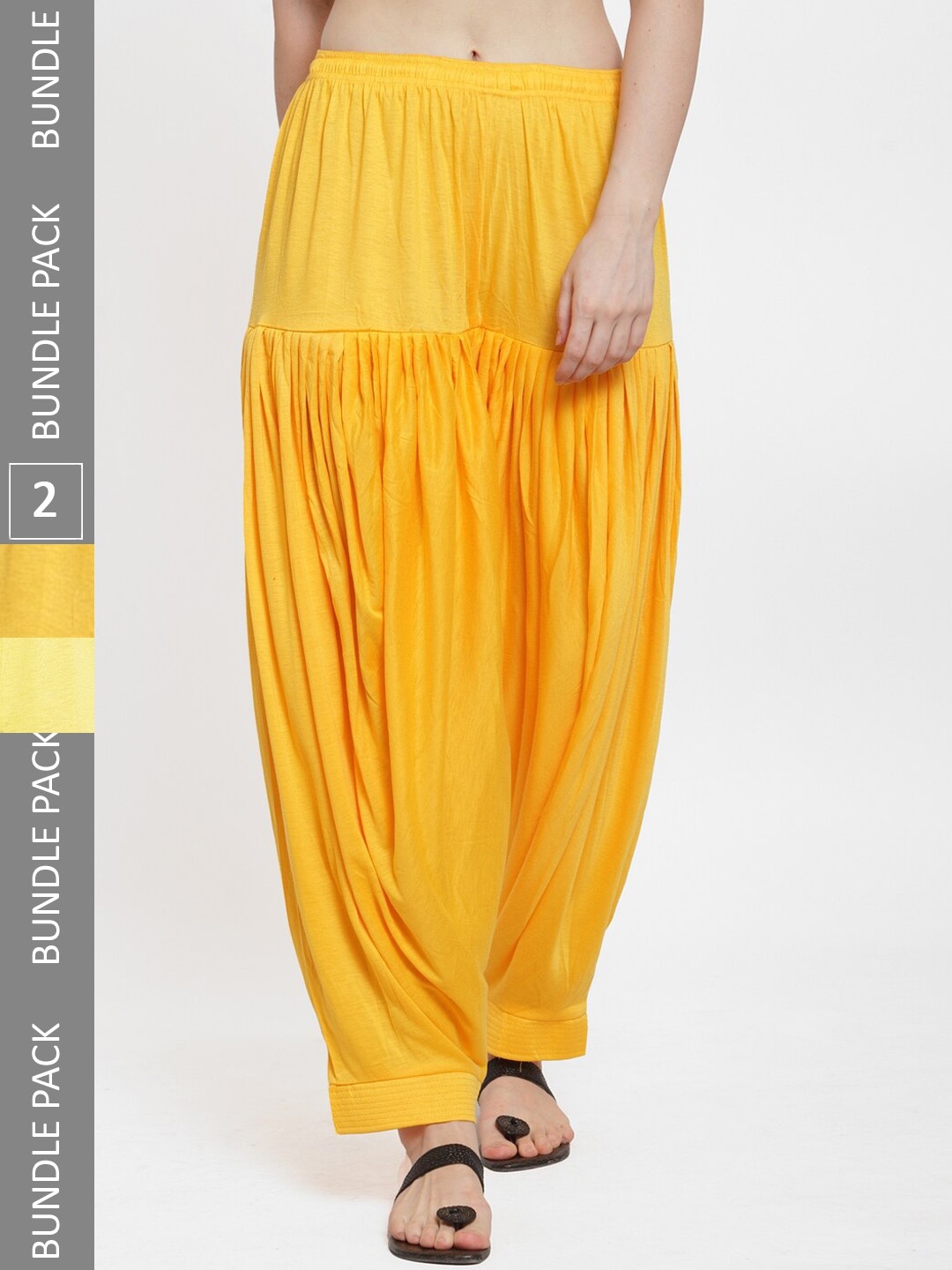 

GRACIT Pack Of 2 Loose Fit Lycra Patiala, Yellow