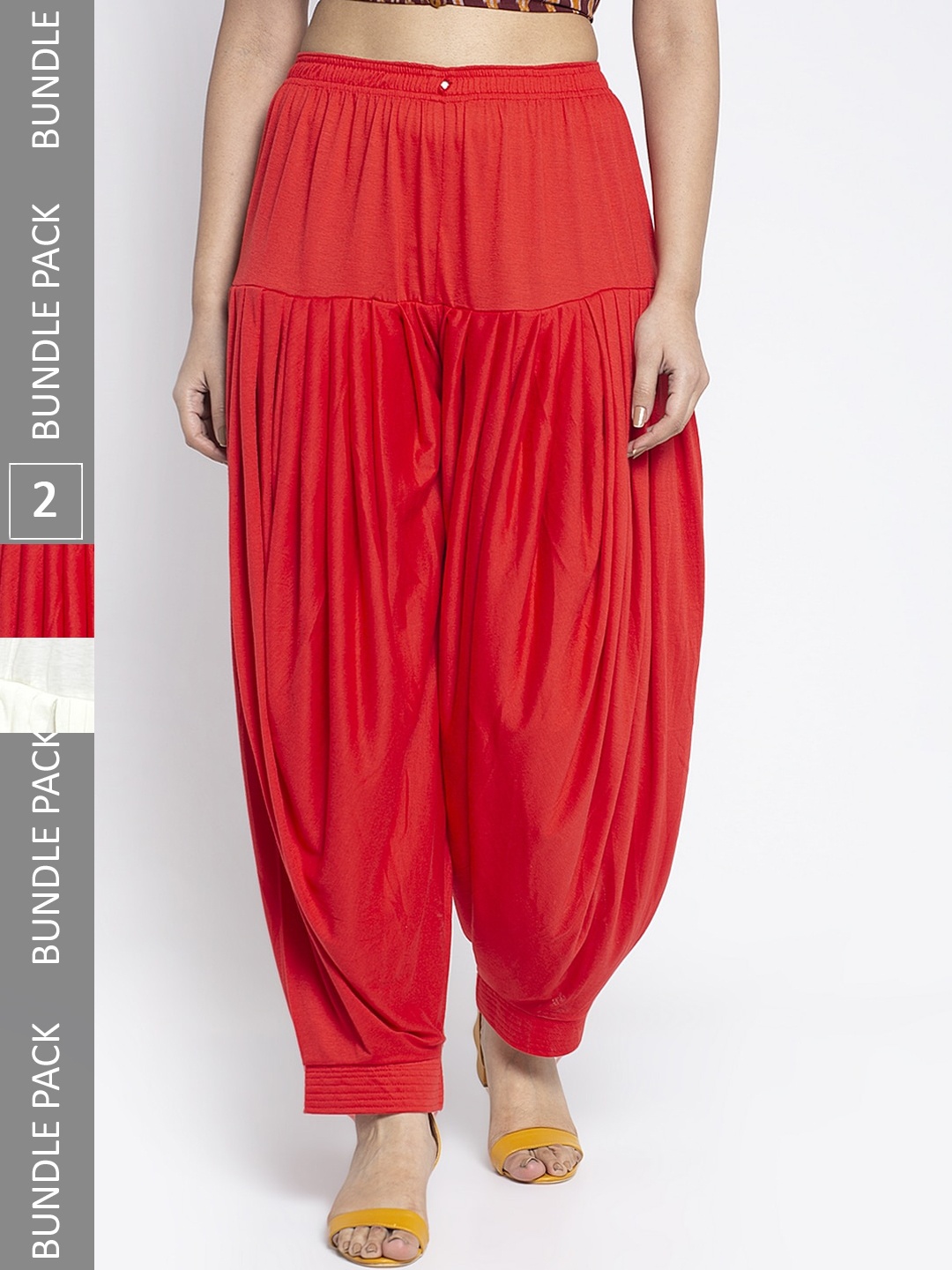 

GRACIT Pack Of 2 Mid-Rise Loose-Fit Patiala, Red