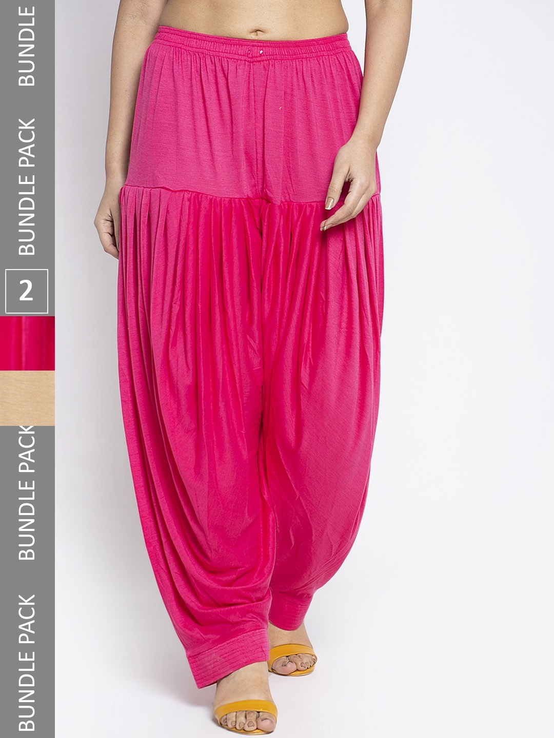 

GRACIT Pack of 2 Loose-Fit Patiala, Pink