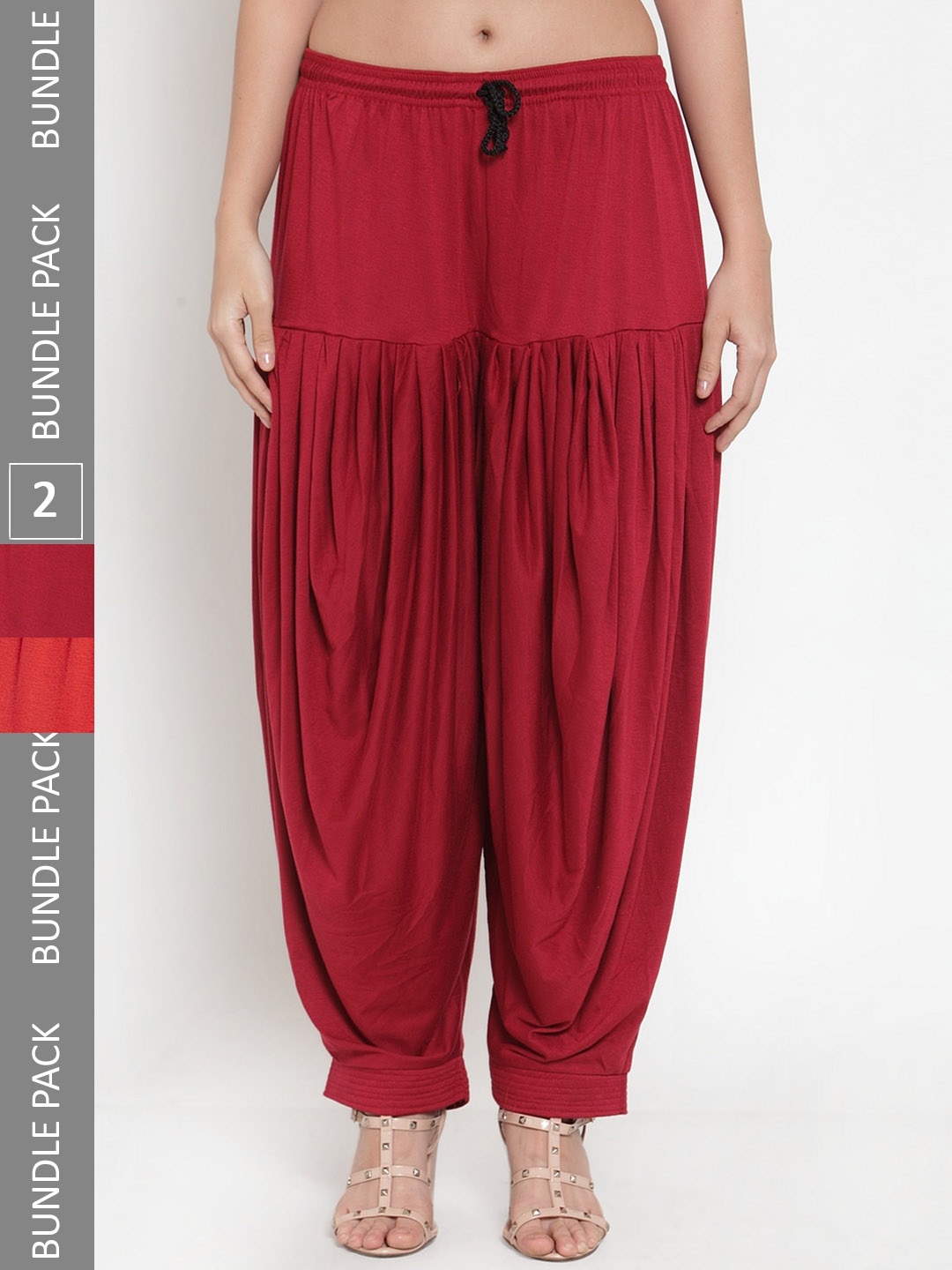 

GRACIT Pack Of 2 Loose-Fit Patiala, Red