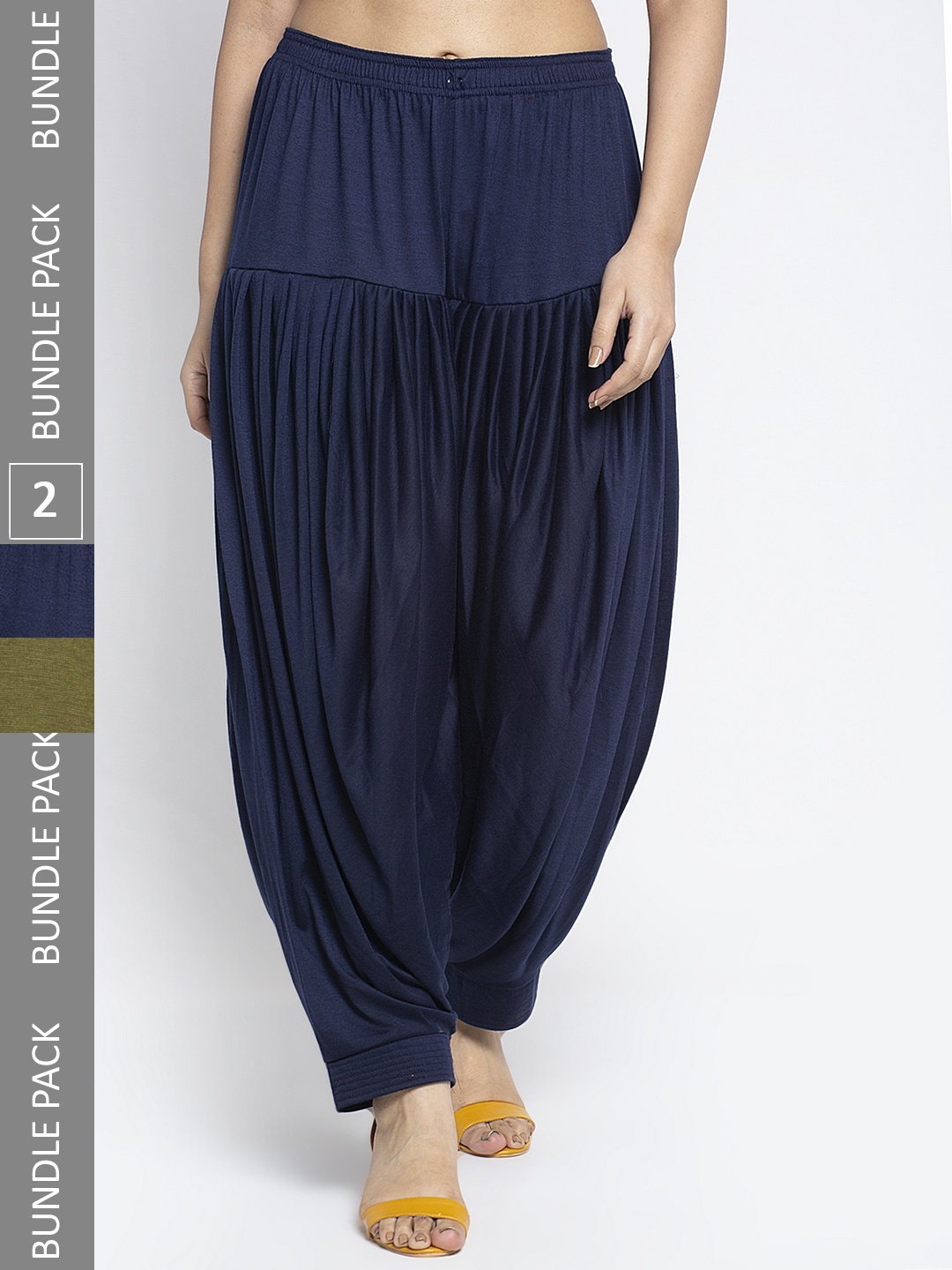 

GRACIT Pack of 2 Loose-Fit Patiala, Navy blue