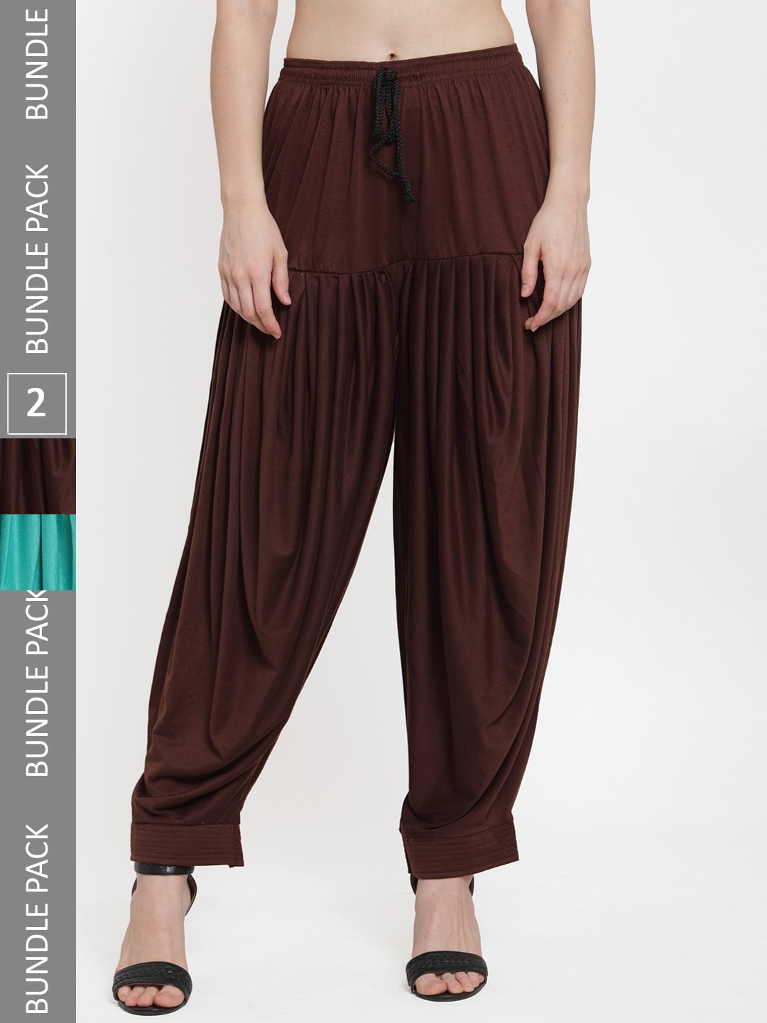 

GRACIT Women Pack Of 2 Mid-Rise Lycra Patiala, Brown