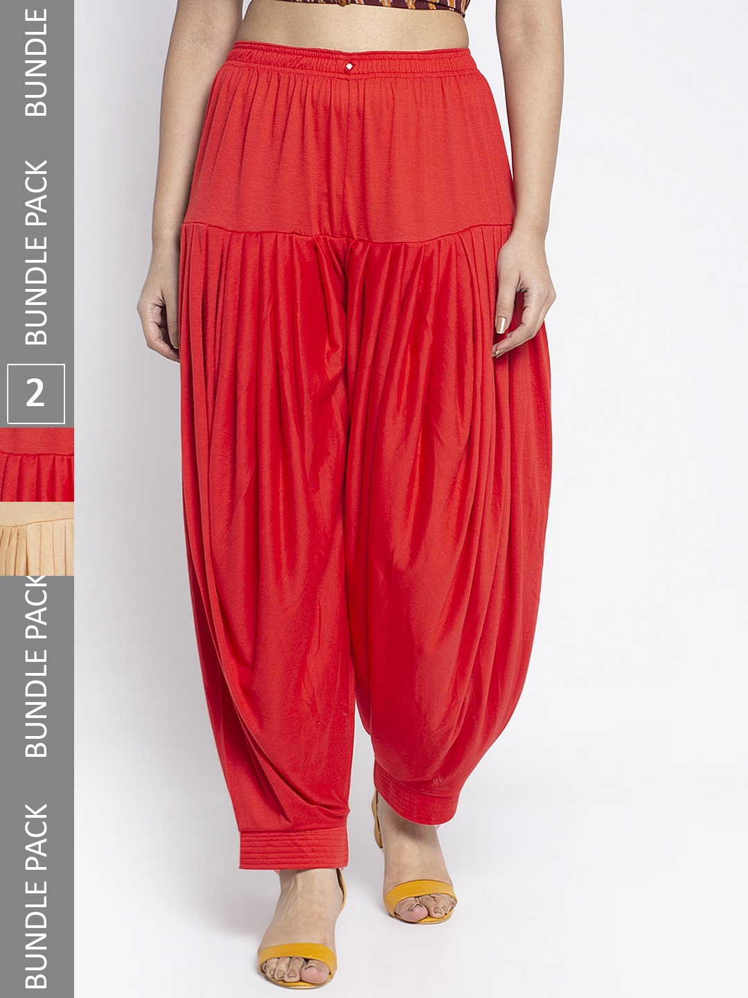 

GRACIT Women Pack of 2 Loose Fit Patiala, Red