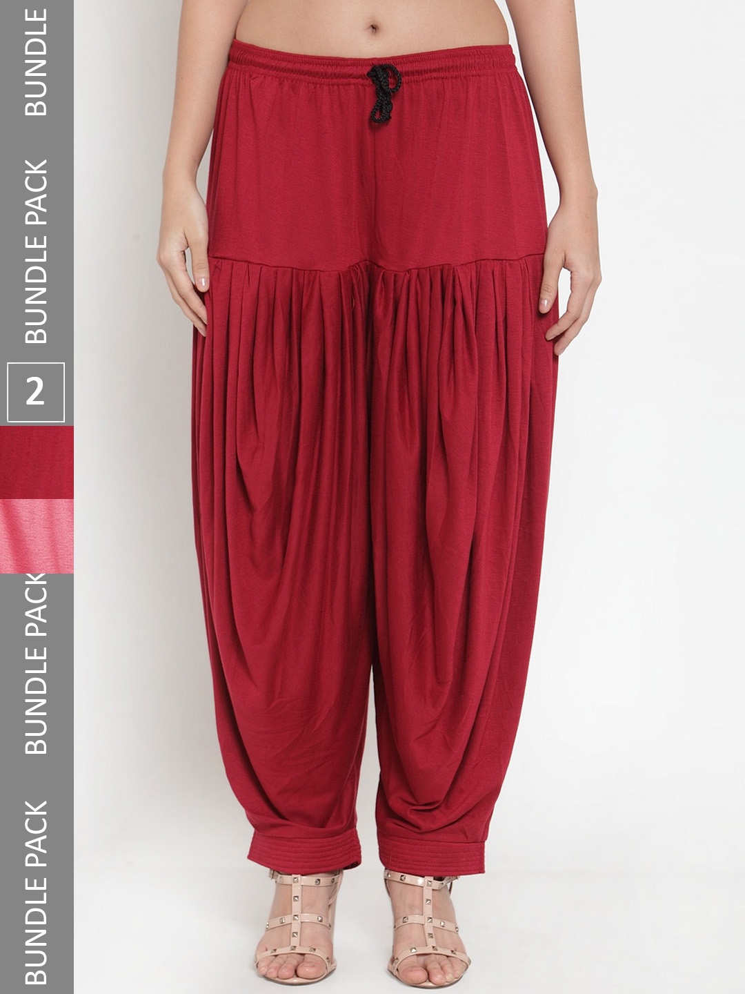 

GRACIT Pack Of 2 Mid-Rise Loose-Fit Patiala, Maroon