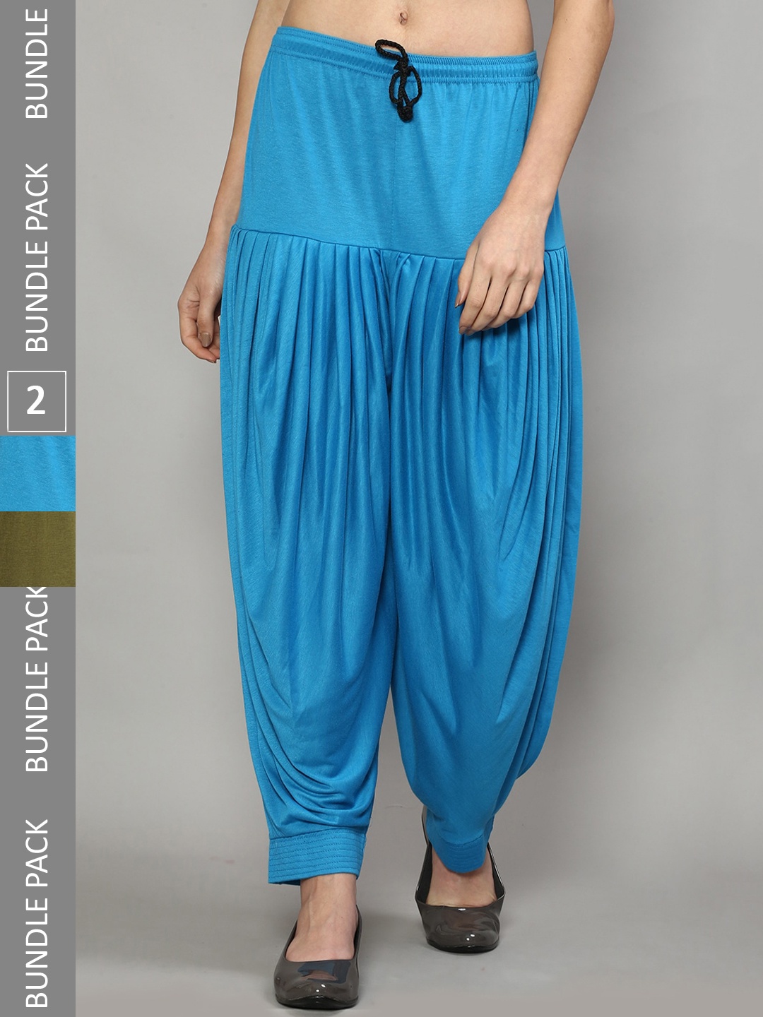 

GRACIT Pack Of 2 Loose Fit Lycra Patiala Salwar, Blue